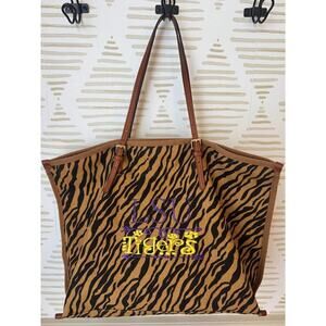 LSU Tigers Embroidered Animal Print Tote Bag with Wristlet/Wallet